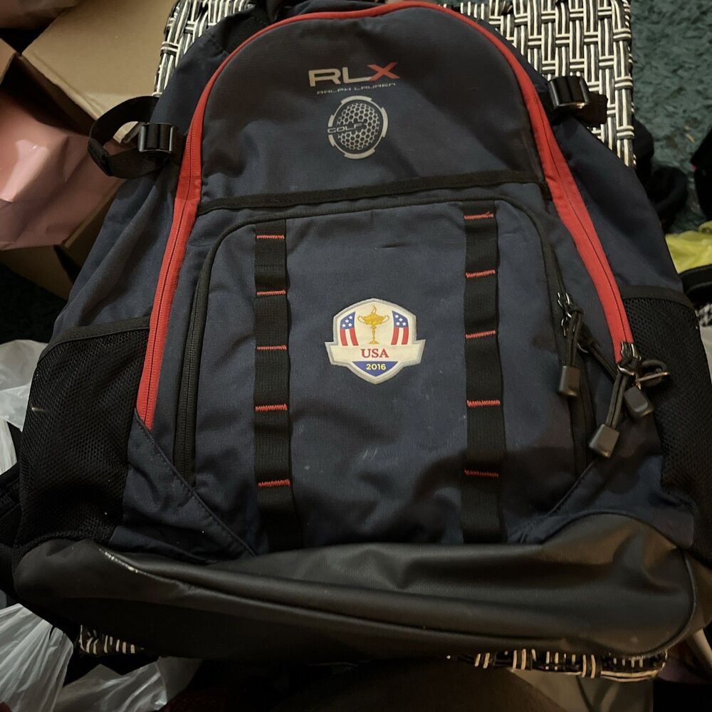 RXL Ralph Lauren Golf Ryder Cup Backpack Navy 3 Zip Compartment Adjustable Strap